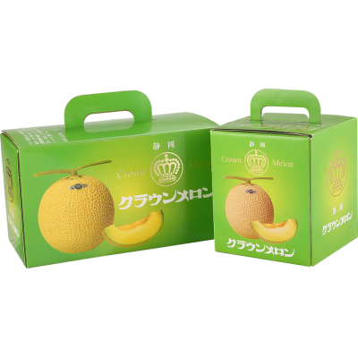 Hand folded portable handle carton box for melons